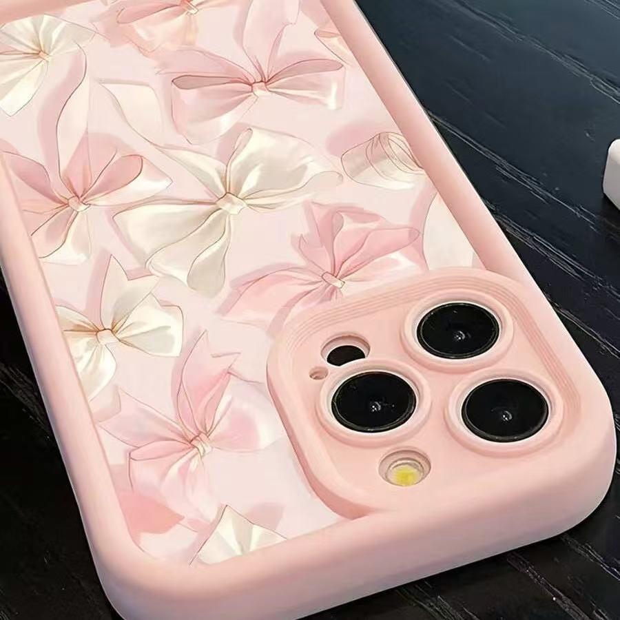 Шелковый Белый Бантик Чехол для Телефона для Apple 17, iPhone 16 Pro Max, 15 Pro, 14, 13