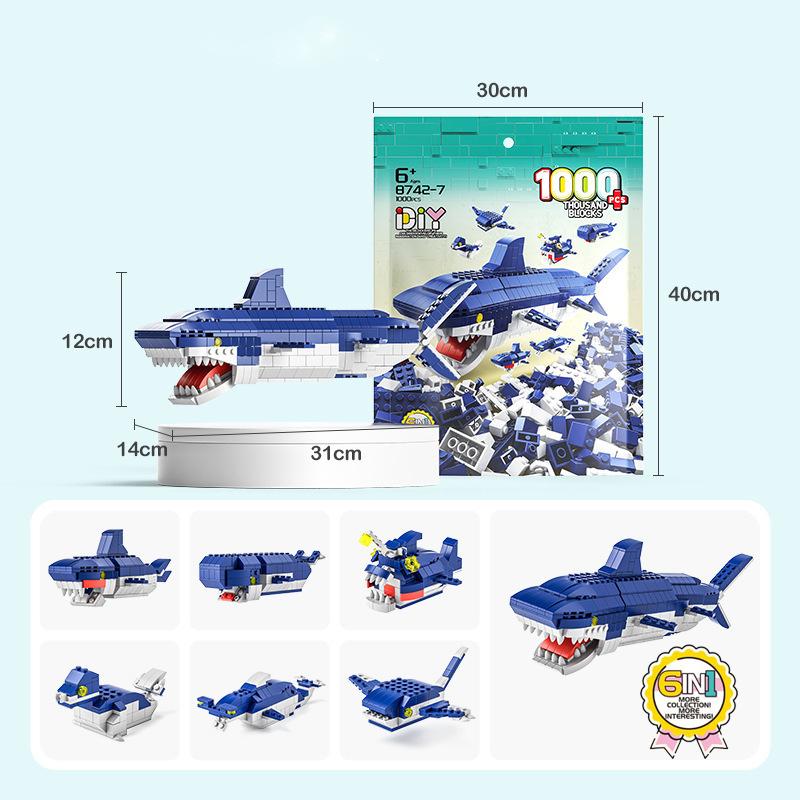 Lele Brother Конструктор Глубоководная Белая Акула Кит Животные MOC Городская Сцена Сборный Сделай Сам Маленькие Кирпичики