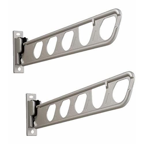 Nagae Wall-Mounted Clothes Drying Hardware, Easy-Rack Arm, NKE-50J, Set of 2, Swing Storage Type (Stainless Steel Color)