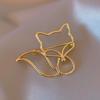 Women Brooch Hollow Fox Decor Stainless Exquisite Anti-slip Wear-resistant Coat Collar Hat Scarf Decoration Clothes Pin Garment Jewelry