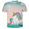 Летняя детская футболка с 3D розовым единорогом, одежда для подростков, футболки с популярным принтом для малышей, одежда для девочек, футболка