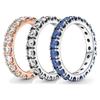 Аутентичное кольцо из стерлингового серебра 925 пробы Rose Row Eternity Ring с кристаллом для женщин, модные украшения