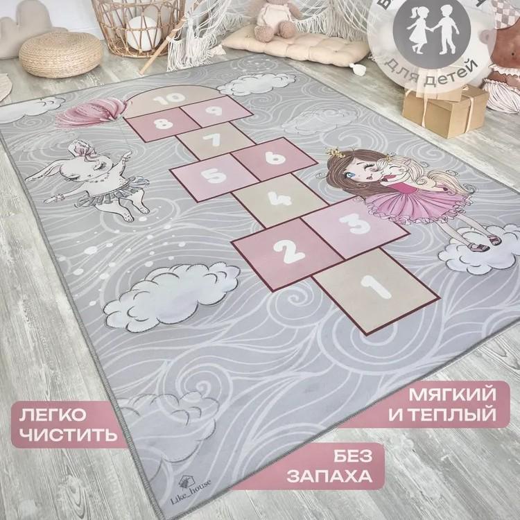 Кашемировый коврик в мультяшном стиле для игры в классики: Образовательный, Большой, Устойчивый к грязи, Легко моющийся напольный коврик для гостиных