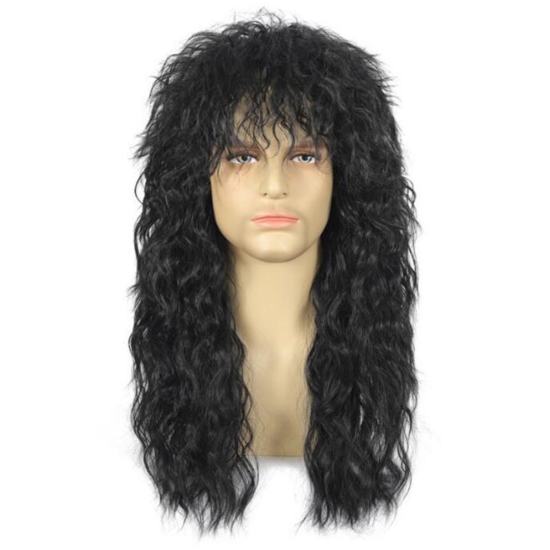 70-е 80-е рок-звезда косплей парик рокер черный коричневый светлые волосы панк пушистый пышные парики для вечеринки на Хэллоуин маллет рок-аксессуары