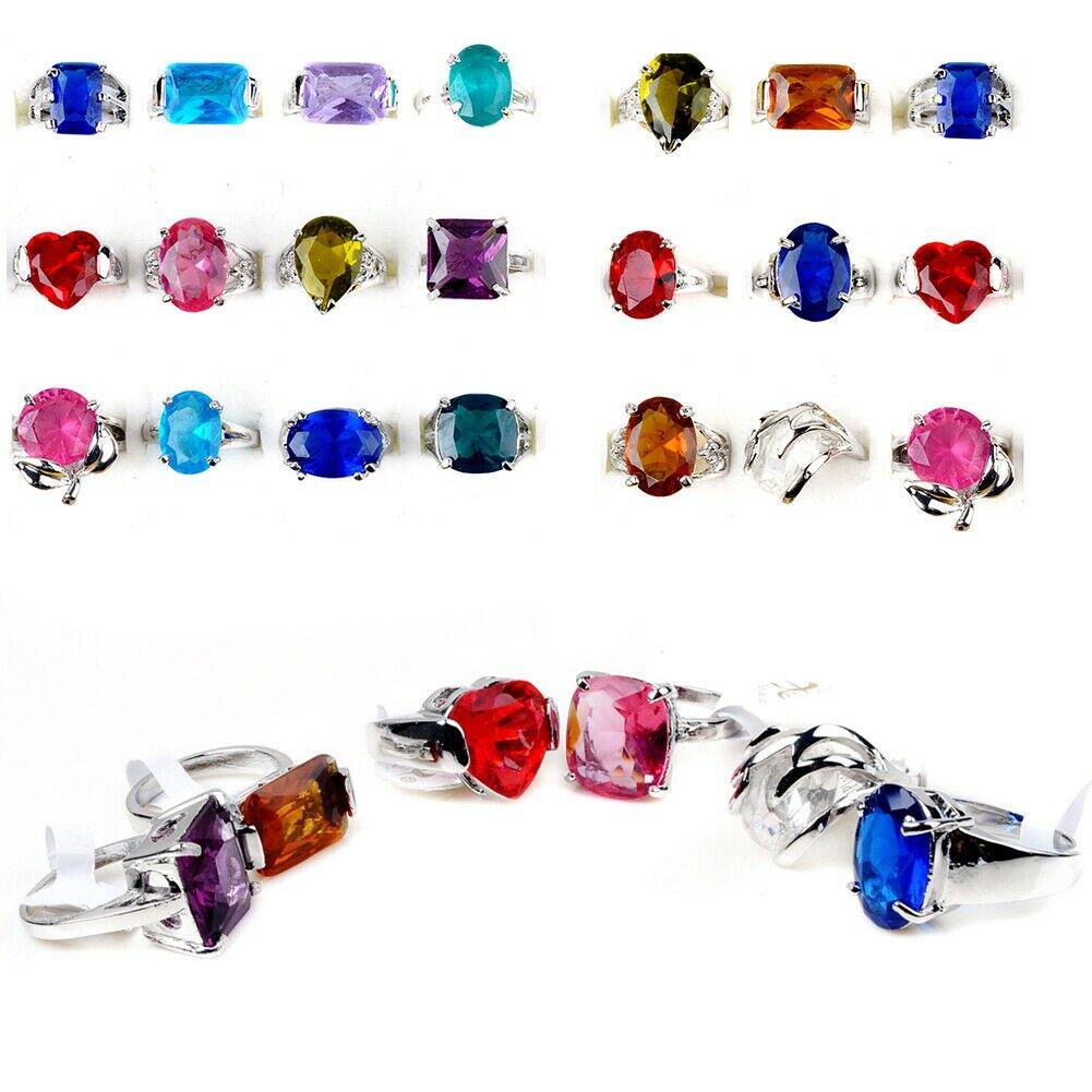 20Pcs Wholesale Crystal Mixed Rings Bulk Finger Ring Band Jewelry