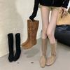 Модные женские простые удобные высококачественные дизайнерские туфли на высокой платформе с вырезами до колена 2025 весна-осень модные новые ботинки