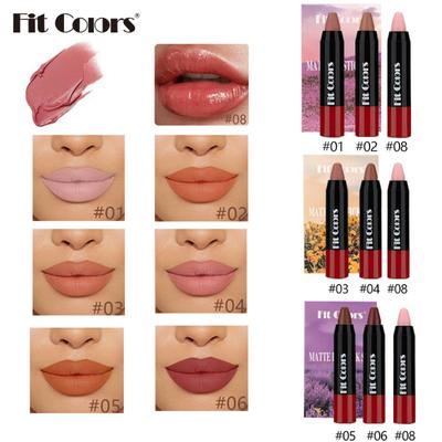 Ручка для губной помады Fit Colors, три веточки из 2 матовых помад + комбинированный набор увлажняющих помад