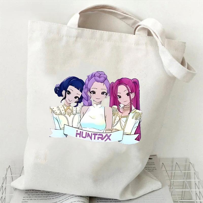 Сумка-тоут из парусины с принтом KPOP Korean Witch Hunter Group, одноплечевая, ручная, для покупок