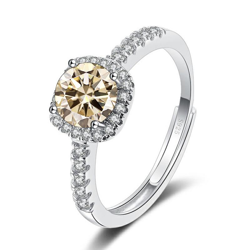 Bague Ringen D Цвет VVS 1 карат кольцо с муассанитом из стерлингового серебра S925, платина, роскошные ювелирные изделия для женщин, свадьба, помолвка