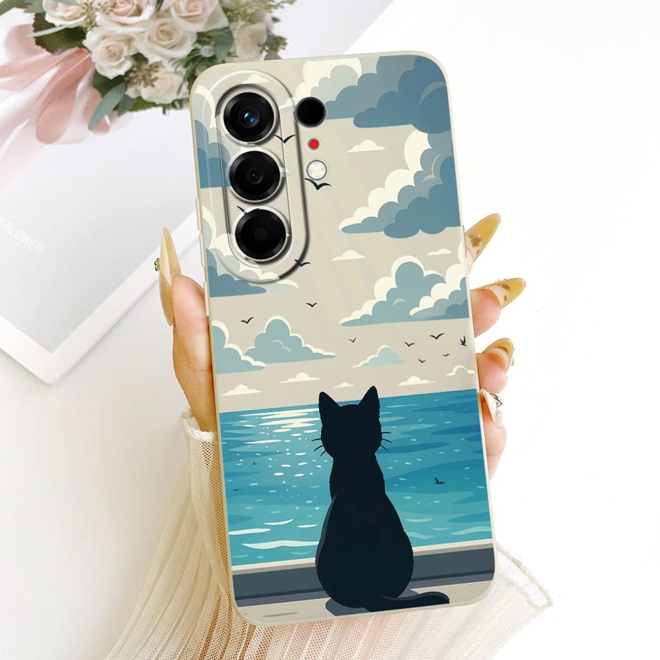 For Tecno Camon 50 Pro 4G CN5c Cute Cat Flower Cartoon Phone Case For Tecno Camon 50Pro 4G Soft Silicone Covers Bumpers