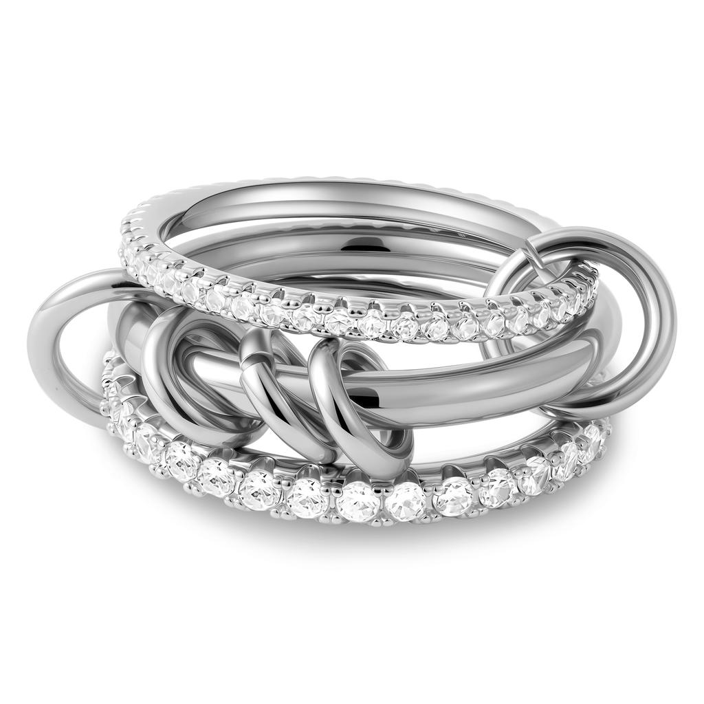 5/6/7/8 Size Cubic Zirconia Multilayer Stackable Stainless Steel Rings for Women Gold Silver Mixed Color Finger Ring Jewelry