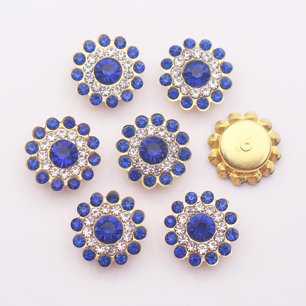 14mm Round Plum Blossom Glass Three-Layer Flower Rhinestone Patch, clothing accessory, DIY clothing hair accessory rhinestone glass button