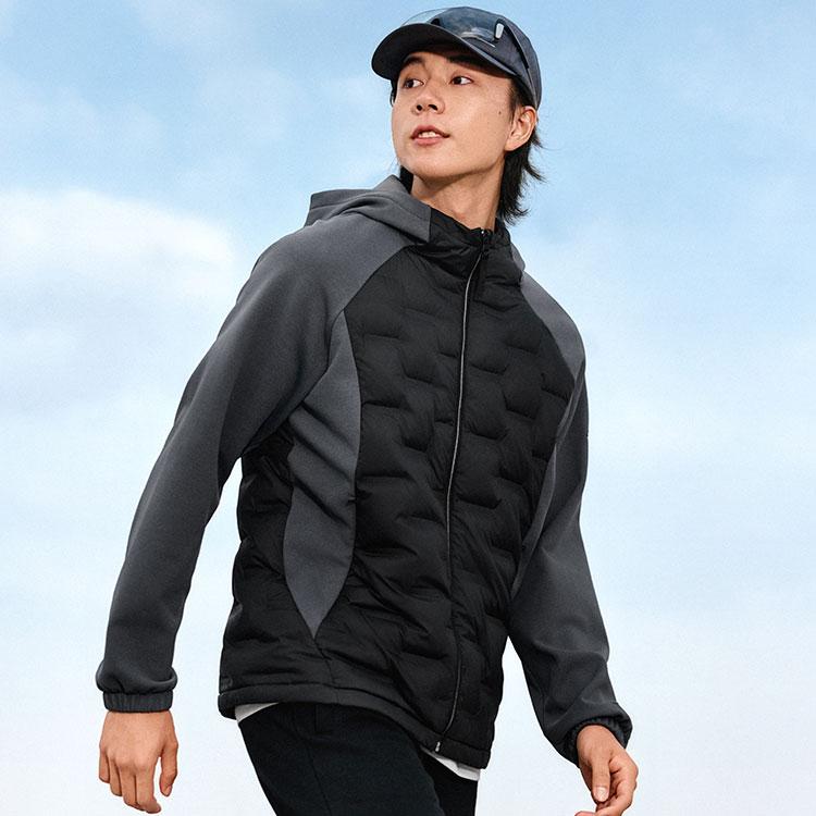 Skechers Ветрозащитная Теплая Легкая Приталенная Тканая Однотонная Сшитая С Капюшоном Короткая Пуховая Куртка Мужские куртки P425M141-0018