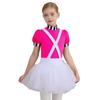 Kids Girls Chocolate Factory Worker Halloween Costume Mock Neck Short Stripe-Cuffed Sleeves Back Cut Puffy Built-In Crotch Press Buttons Dress Braces