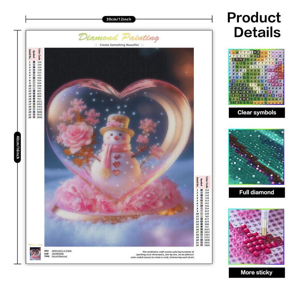 Алмазная картина Снеговик цветок Diy мозаика Алмазная вышивка стразами Рождественский подарок украшение дома 30x40 см/12x16 дюймов