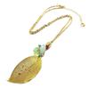 [P3578] - Multicolored Golden 'Gold Leaf' Designer Necklace