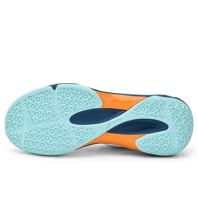 Li Ning Повседневные универсальные нескользящие износостойкие низкие кроссовки для бадминтона унисекс белые джинсово-синие AYZT003-2