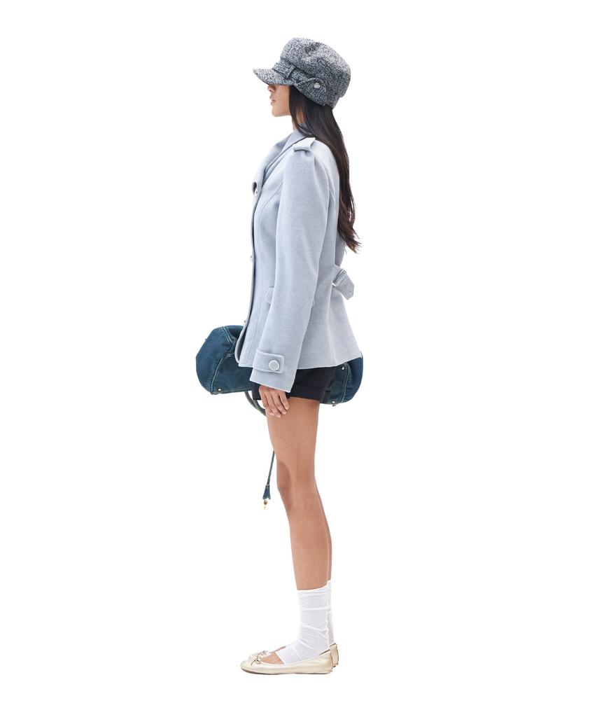 HILLDA Wide Lapel Brushed Jacket [Gray]