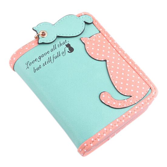 Леди милый картонный кот Pandent короткий длинный кошелек держатель для карт на молнии сумка для монет кошелек