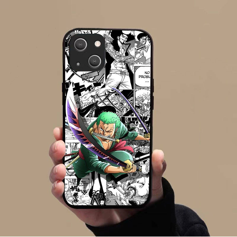 KK-41 One Piece Poster Soft Black Case for iPhone XR 14 15 11 12 13 6 7 8 X XS Pro Max Samsung S22 S23 S21 S24 FE Ultra S8 Plus