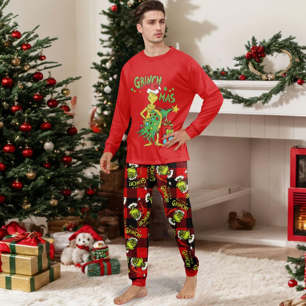 Принт Милый Семейный Комплект Пижамы, Домашняя Одежда, Семейный Комплект Топ с Длинным Рукавом и Брюки