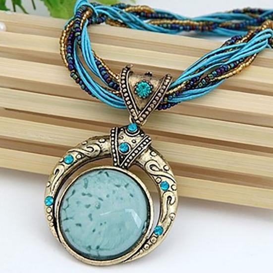 2 шт./компл. богемные уникальные резные круглые серьги, комплект ожерелья, многослойные бусины, цепочка с подвеской, ожерелье, серьги-крючки, ювелирные аксессуары