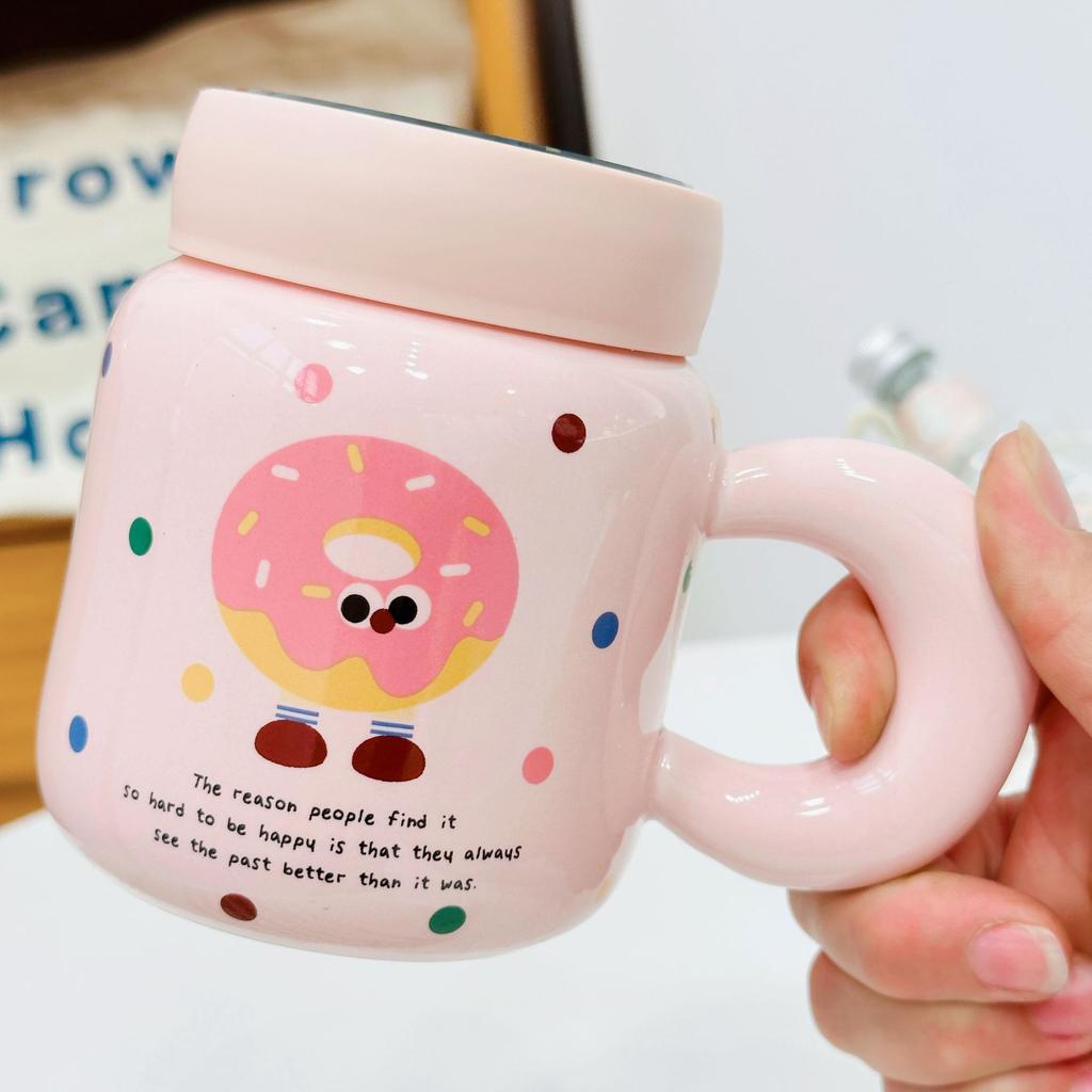 Бытовая свежая керамическая кружка с крышкой в виде тюльпана, маленькая кружка в виде цветка, милая девушка, высокая кружка для воды, подарок