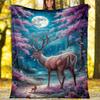 Powerful Charging Bull Ink Painting Blanket, Vintage Art Flannel Throw Blanket for Home Decor