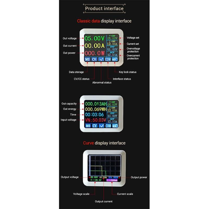 60В 12А Регулируемый ЧПУ для источника питания постоянного тока Понижающий модуль источника питания Стабилизация напряжения Стабилизация тока ЖК-экран