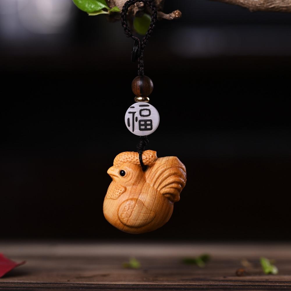 Chinese Zodiac Carving Twelve Zodiac Keychain Wooden Wood Little Animal Keychain  New Year Gift