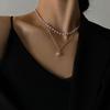 Adjustable Extension Chain Choker Necklace Fine Workmanship Double Layer Chain Faux Pearls Necklace Jewelry Accessories
