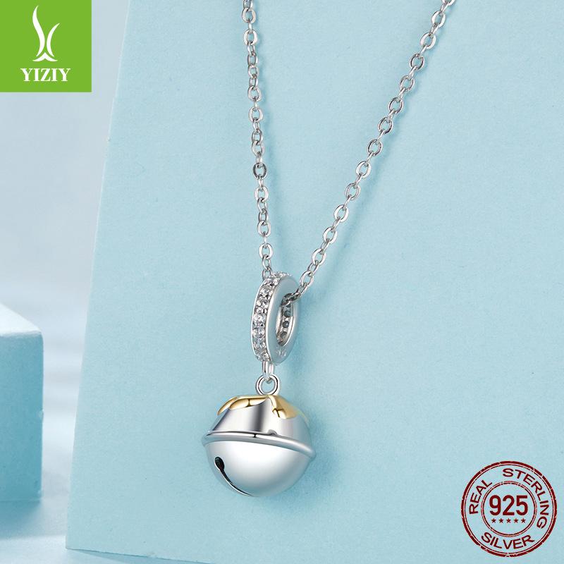 Christmas 925 Sterling Silver Cute Pet Paw Print Bell Pendant Necklace Pendant Diy Handmade Beaded Bracelet