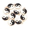 10Pcs/Lot Tai Chi Pattern Charms Alloy Enamel Pendants Double Hole Charms For Jewelry Making DIY Necklace Bracelet Accessories