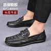 Live Stream Explosion Crocodile Pattern Beanie Shoes Men's First Layer Cowhide Driving Shoes Large Size Casual Shoes Genuine Leather Men's Shoes