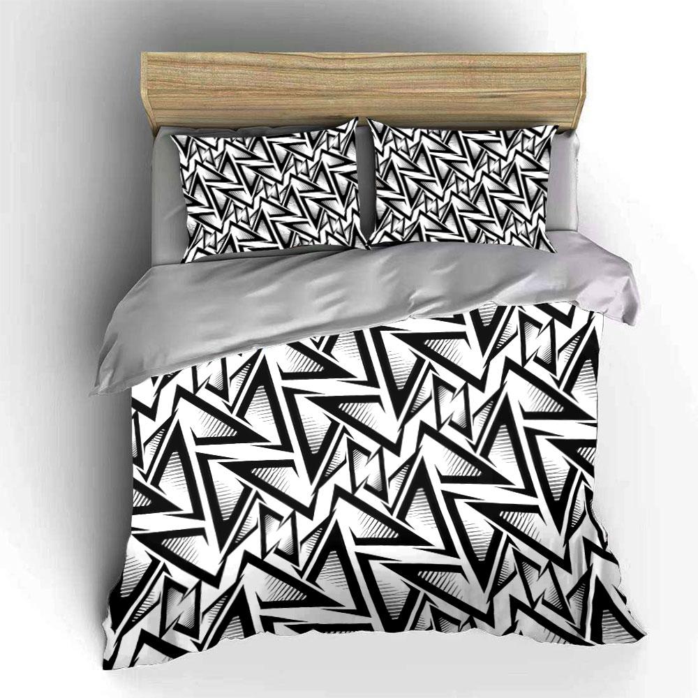Geometric Black White Set Decor Soft Skin-Friendly Bedding Set Includes 1 Duvet Cover And 2 Pillowcase, Gift