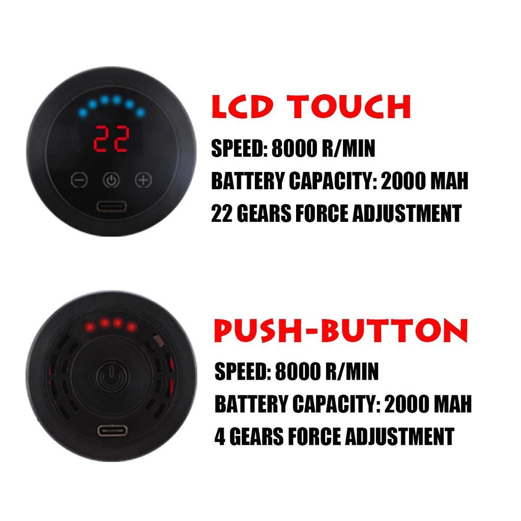 Электрический массажный пистолет с 4 головками, 8000 об/мин, спортивный пистолет с сенсорным ЖК-дисплеем, 22/4, скорость передачи, расслабляющий массажер для глубоких тканей мышц