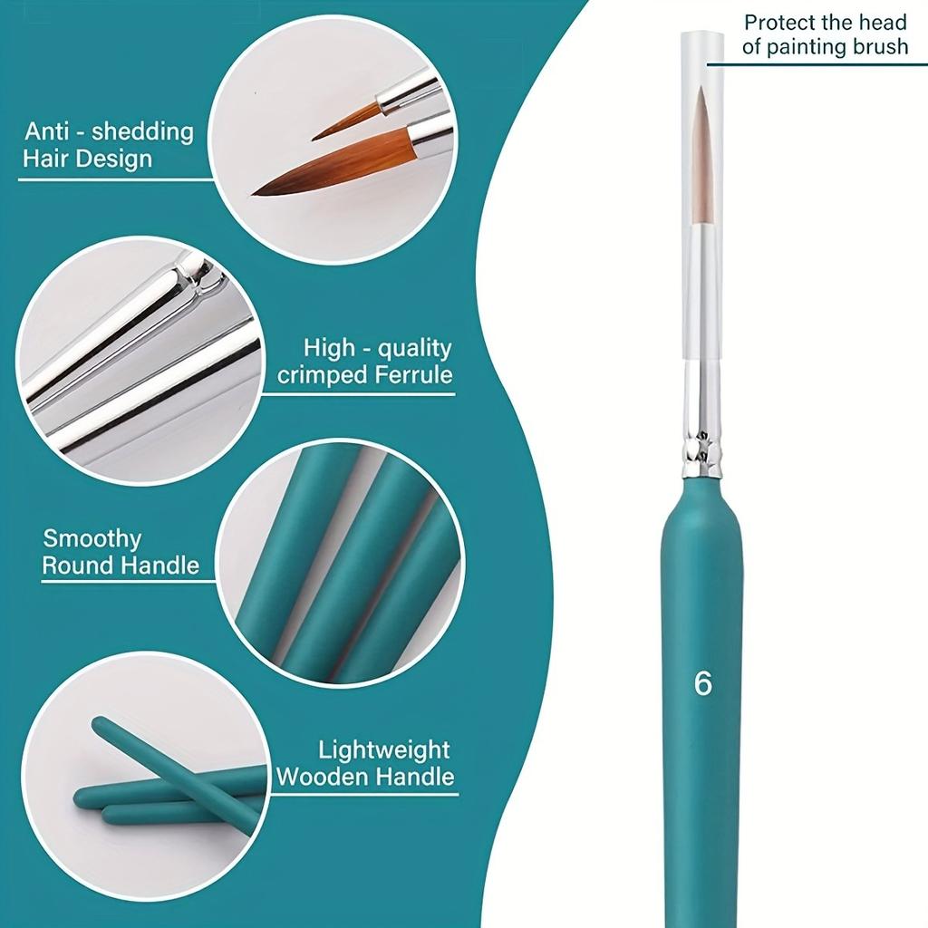 11pcs Premium Paint Brush Set With Natural Wood Triangle Rod For Watercolor Oil Craft Drawing