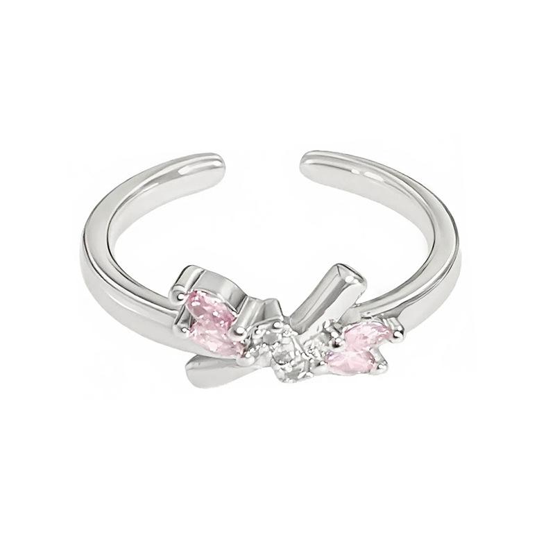 Сладкий Розовый Циркон Супер Сказочное Открытое Кольцо Бант Изысканное Нишевое Легкая Роскошь Высококлассное Кольцо Женское