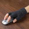 Leather Label Antler Men Wool Mittens Half-finger Gloves Female Gloves Knitted Cashmere Gloves