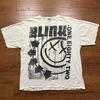 Винтажная футболка Blink 182 Мужская XL Белая Смайлик Панк-группа 90-е Потертая Рок