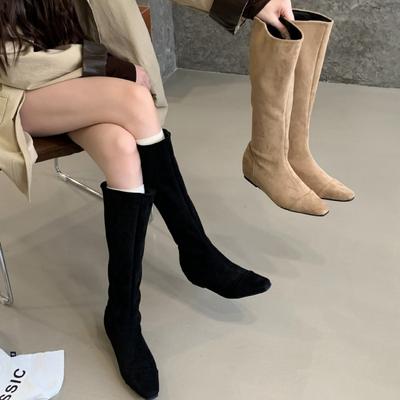 Универсальная ниша 2025 осень и зима квадратный носок ретро внутренняя платформа ботильоны одинарные ботинки маленькие ботильоны ковбойские сапоги на высоком каблуке