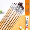 Flat Head Nylon Watercolor & Acrylic Brush Set with Wooden Handle in Brown Pigment Gift Box