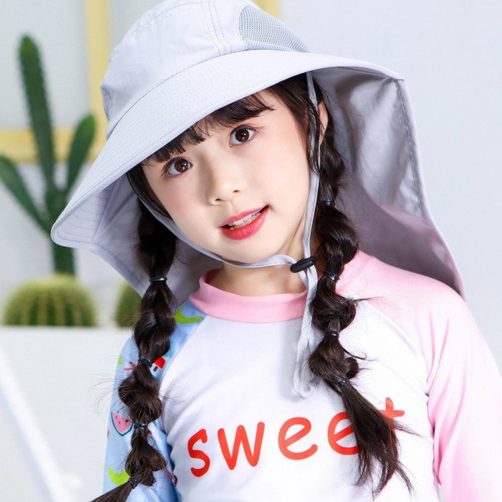 Fashion Kids Sun Hat UV Protection Broad Brim Bucket Hat Casual Summer Cap with Whistle  Summer