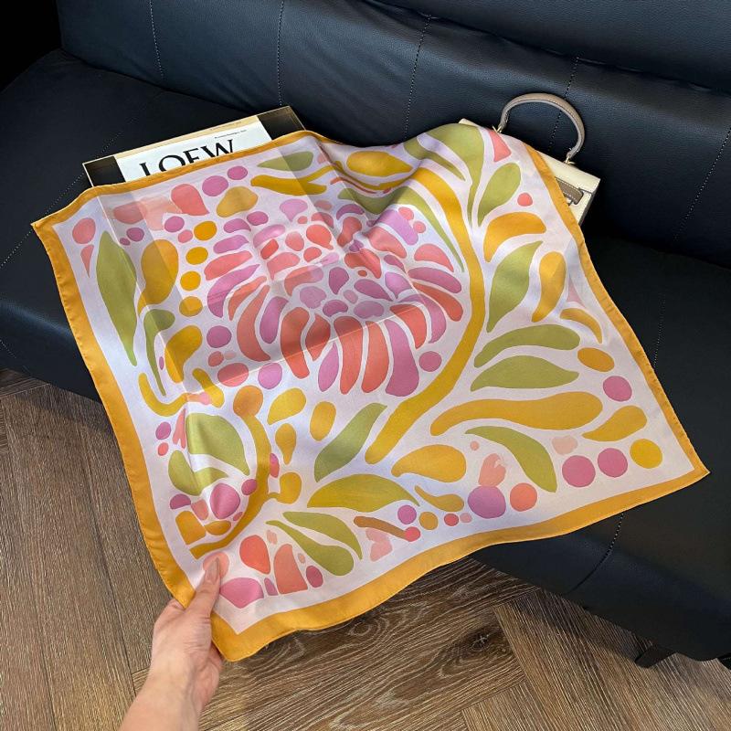 New Korean version of versatile printed decorative silk scarf, Chinese style temperament, elegant streamer, hair tie, bag, small scarf