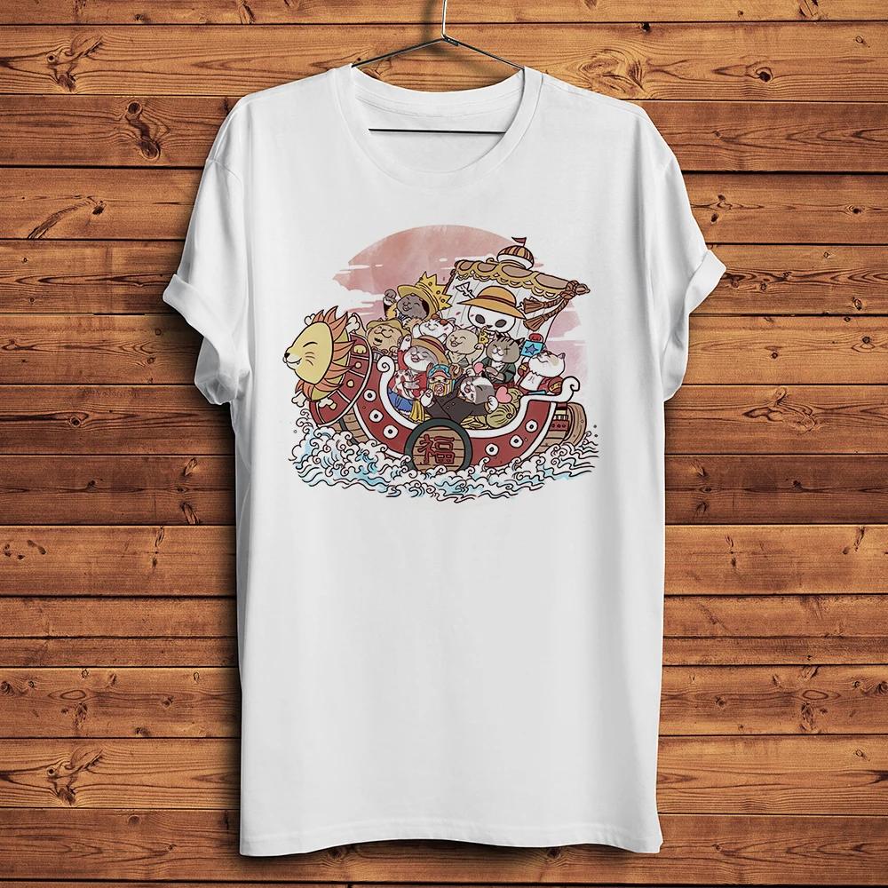 Meow Pirate Neko Cats Ship Funny Anime TShirt,Daily Casual Short Sleeve T Shirt,Streetwear Unis