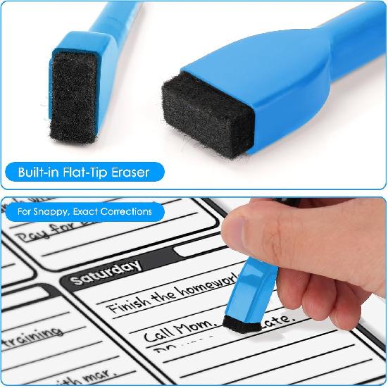 Maxtek Магнитные маркеры для белой доски - 12 шт., разноцветные, с тонким наконечником, для сухого стирания, для детей, с низким запахом, тонкие маркеры для досок-календарей