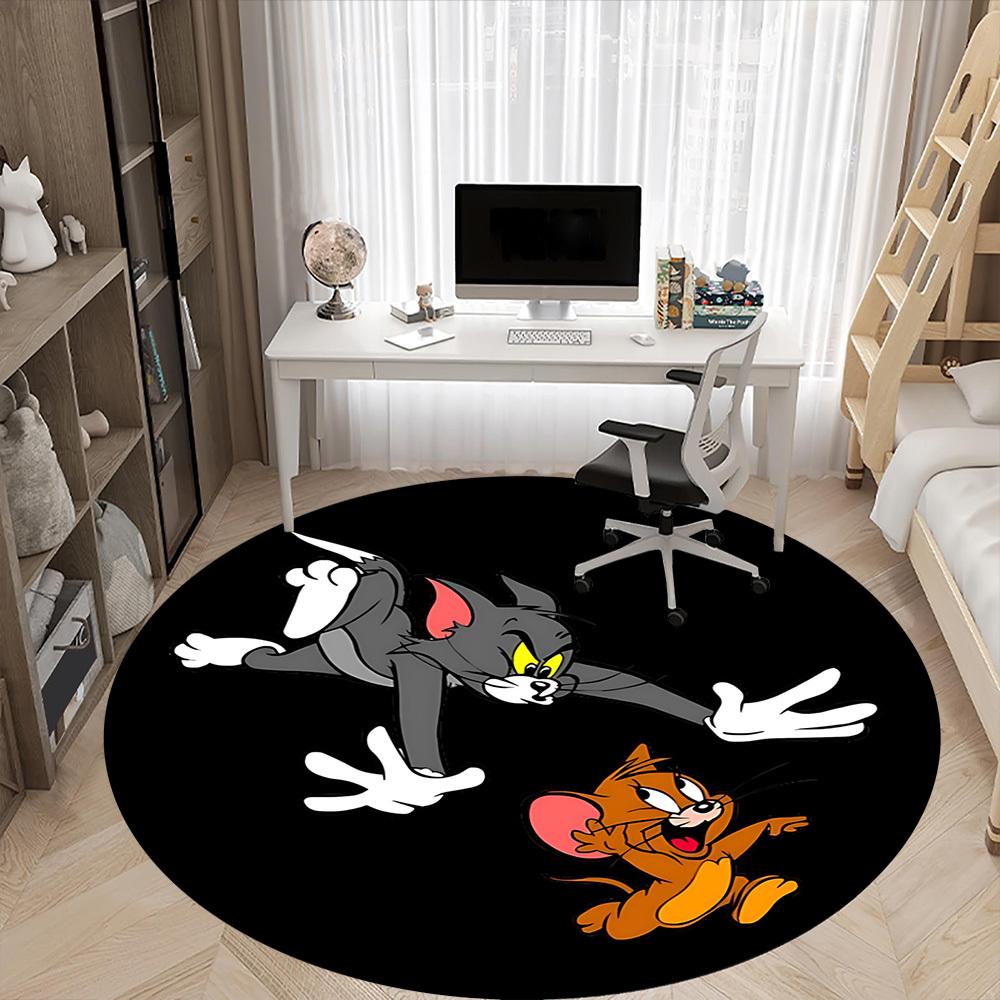 1pc Tom Jerry Office Round Area Rug, Under Office Chairs Bedroom Living Room Home Decor, Room Decoa1016102