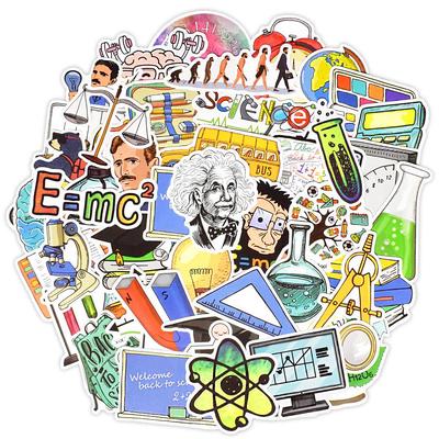 50 шт. Наклейки для научной лаборатории, класс, обратно в школу, водонепроницаемые наклейки для студентов, канцелярских принадлежностей, чемодана, ноутбука, велосипеда, автомобиля