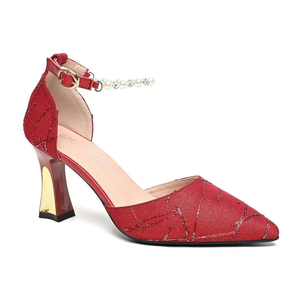 Мода Летняя Модная Женская Обувь Большого Размера Удобные Сандалии Элегантные Сандалии с Острым Носком Новая Обувь на Высоком Каблуке Женские Сандалии