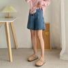 Женские джинсовые шорты в корейском стиле с высокой талией - Свободные, стройнящие, средней длины, с широкими штанинами для лета